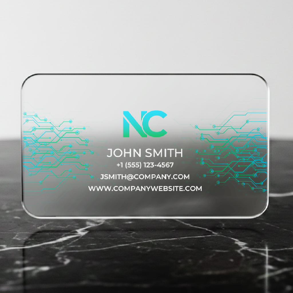 F Tech1 Green Plastic Business Card